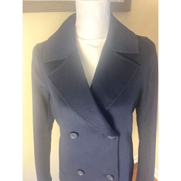 GAP Womens Classic Navy Blue Pea Coat Wool Blend Sz XS Casual Winter Heritage - Picture 2 of 14